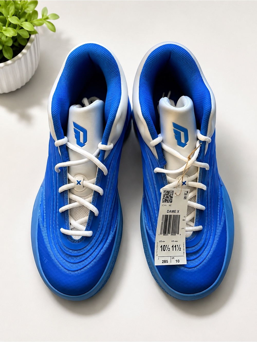 Adidas Dame X Basketball Shoes Blue White Men’s Size 10.5 Athletic Sneakers